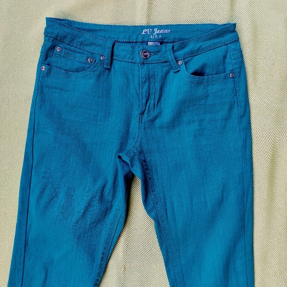LV JEANS USA Woman Green 💚 Color Size 9/10 Cotton - Picture 3 of 9